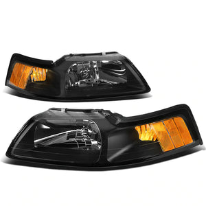 DNA OEM Style Headlights Ford Mustang (99-04) w/ Amber Corner Light - Black or Chrome Housing