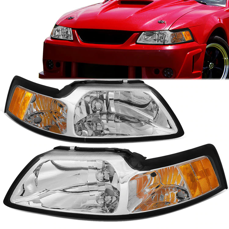 DNA OEM Style Headlights Ford Mustang (99-04) w/ Amber Corner