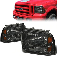 Load image into Gallery viewer, DNA OEM Style Headlights Ford F250 / F350 / F450 / F550 Super Duty (05-07) w/ Amber Corner - Black or Chrome Housing Alternate Image