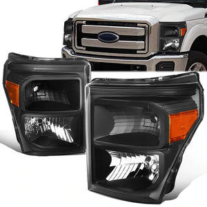 DNA OEM Style Headlights Ford F250 / F350 / F450 / F550 Super Duty (11-16) w/ Amber Corner - Black or Chrome Housing