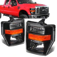 Load image into Gallery viewer, DNA OEM Style Headlights Ford F250 / F350 / F450 / F550 Super Duty (08-10) w/ Amber Corner - Black or Chrome Housing Alternate Image