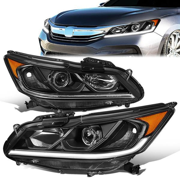 DNA Projector Headlights Honda Accord Sedan (16-17) w/ LED DRL - Black  Housing