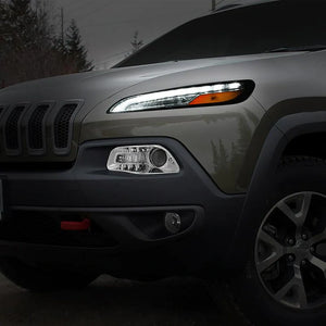DNA Projector Headlights Jeep Cherokee KL (14-18) w/ LED DRL + Turn Signal - Chrome Housing
