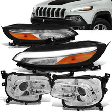 Load image into Gallery viewer, DNA Projector Headlights Jeep Cherokee KL (14-18) w/ LED DRL + Turn Signal - Chrome Housing Alternate Image