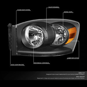 DNA OEM Style Headlights Dodge Ram (06-09) w/ Amber Corner - Black or Chrome