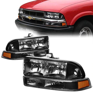 DNA OEM Style Headlights Chevy S10 Pickup (98-04) w/ Amber Corner - Black or Chrome