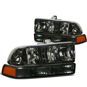 DNA OEM Style Headlights Chevy S10 Pickup (98-04) w/ Amber Corner - Black or Chrome