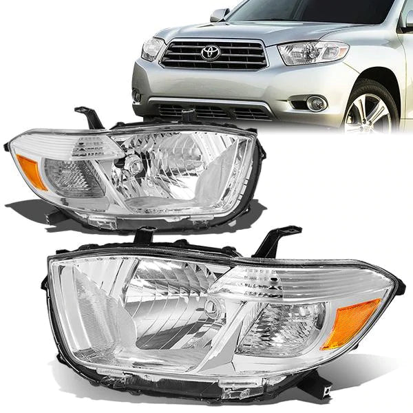 DNA OEM Style Headlights Toyota Highlander (08-10) w/ Amber Corner Light -  Black or Chrome