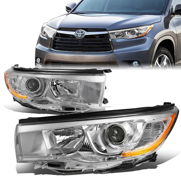 DNA Projector Headlights Toyota Highlander (14-16) w/ Amber Corner - Black  or Chrome Housing