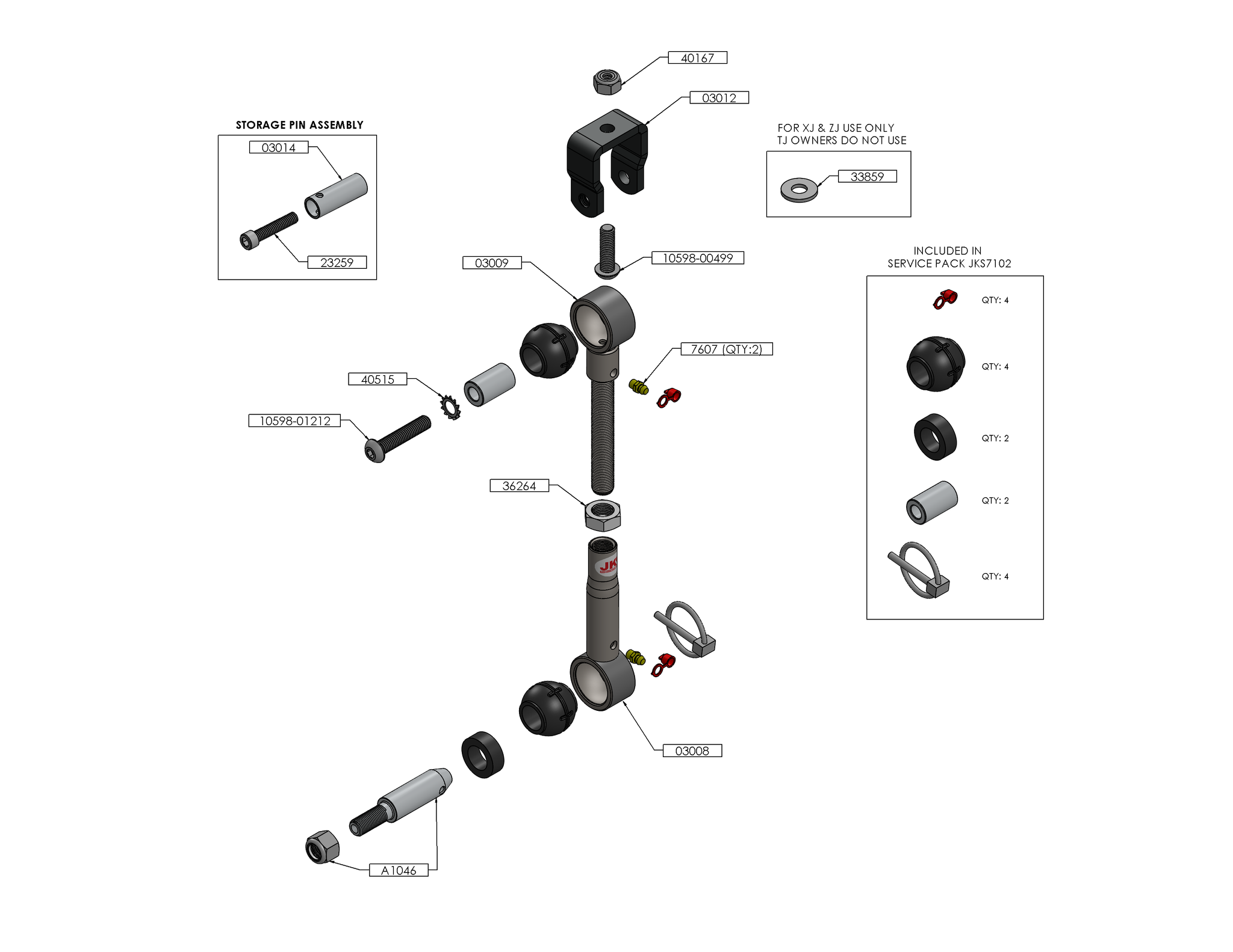 JKS Sway Bar Links Jeep Cherokee XJ (8401) [2 to 3.5" Lift] Quicker D