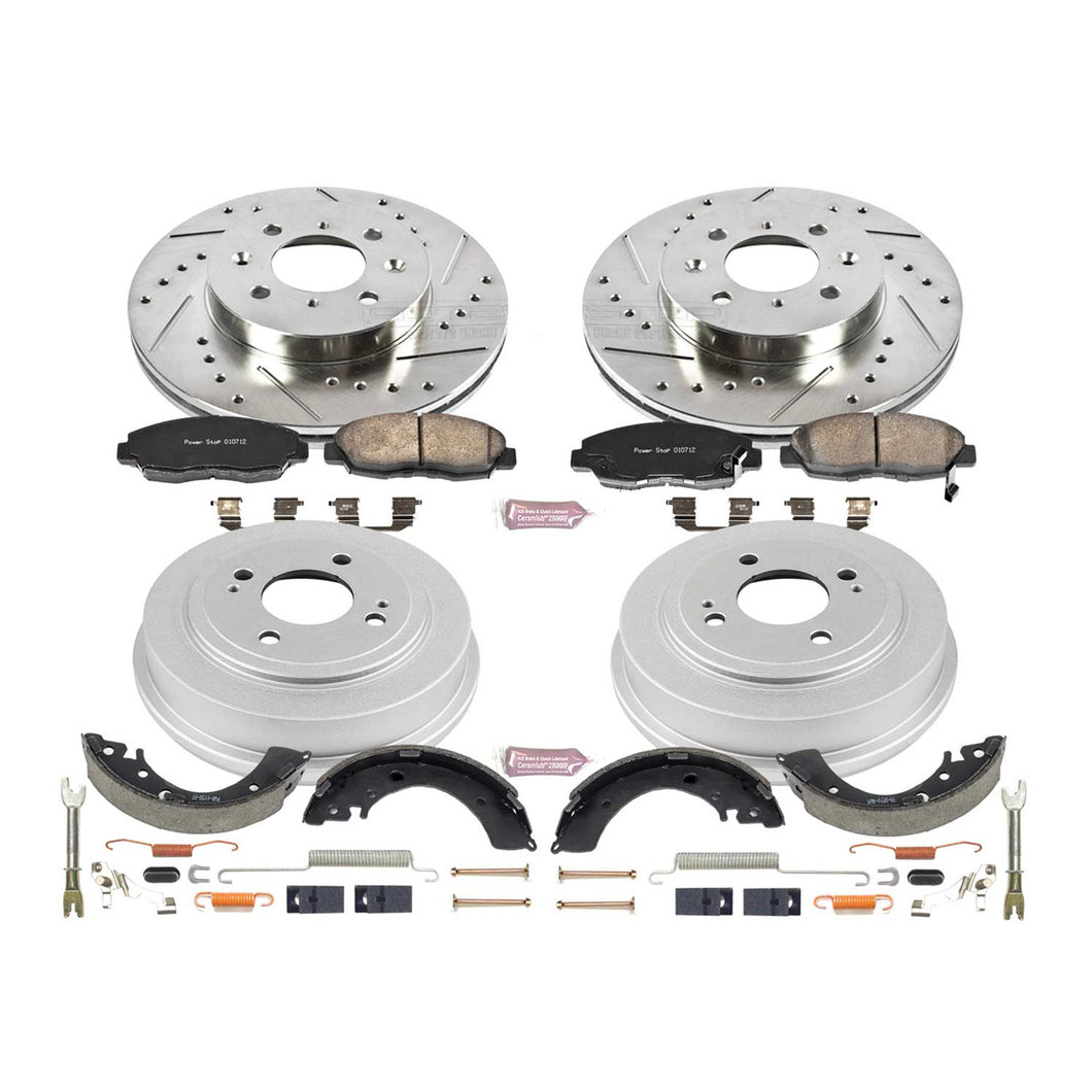 285.57 PowerStop Z23 Evolution Sport Brake Rotors + Pads Honda Civic Coupe/Sedan EX/LX (96-00) Front or Rear - Redline360