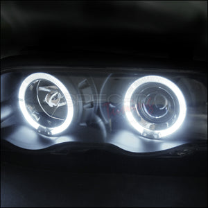 189.95 Spec-D Projector Headlights BMW 323i 325i 328i 330i E46 Sedan (99-01) Dual Halo LED - Black or Chrome - Redline360