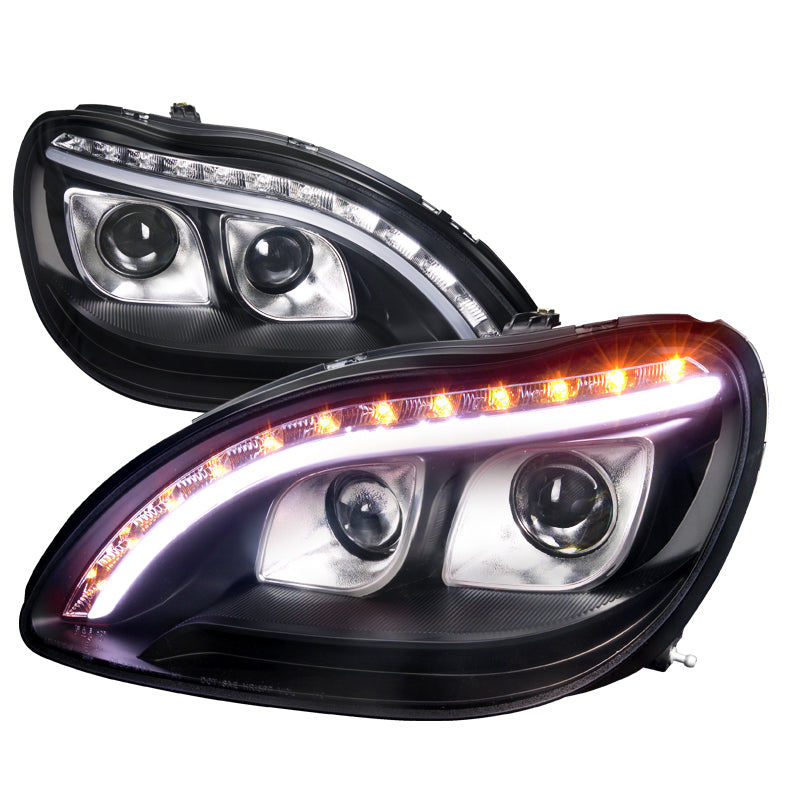 339.95 Spec-D Projector Headlights Mercedes S320/S350 S420/S430 S500 S600 S55 AMG W220 (98-06) LED DRL - Black / Chrome - Redline360