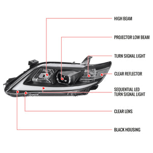 299.95 Spec-D Projector Headlights Toyota Camry (2010-2011) Sequential Switchback LED - Black - Redline360