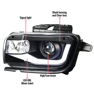 299.95 Spec-D Projector Headlights Chevy Camaro (2010-2013) LED DRL Bar - Black / Chrome - Redline360