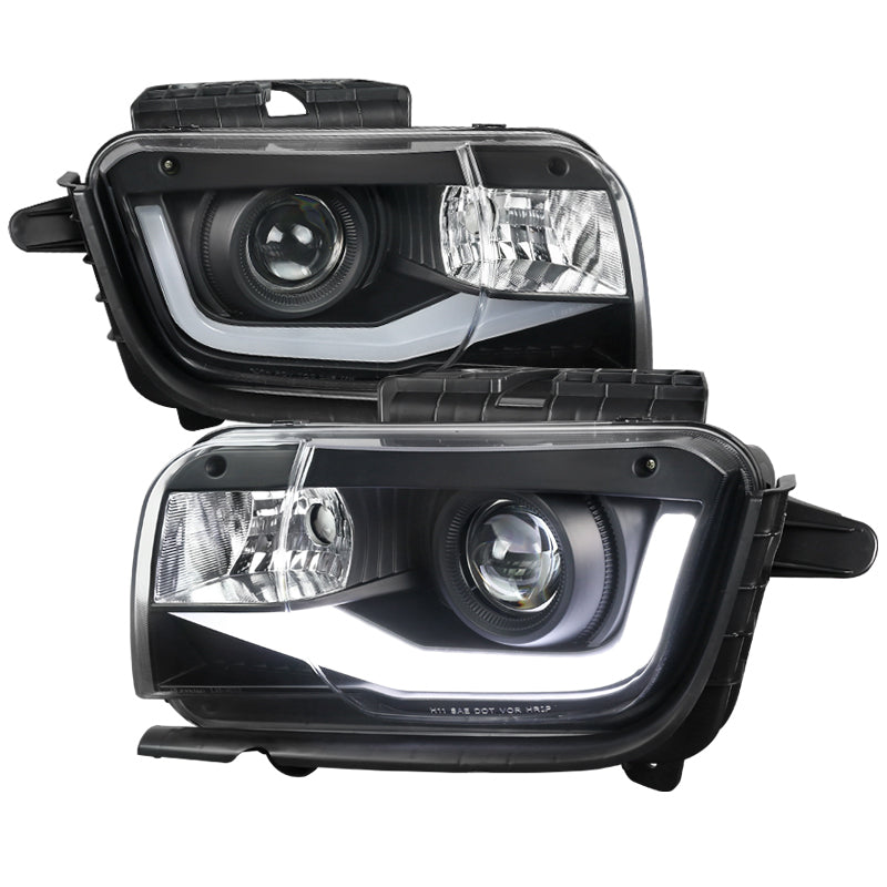 Spec-D Projector Headlights Chevy Camaro (2010-2013) LED DRL Bar - Black /  Chrome