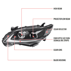 299.95 Spec-D Projector Headlights Toyota Corolla (2011-2012-2013) LED DRL Switchback - Black - Redline360