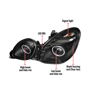 199.95 Spec-D Projector Headlights Lexus GS300 GS400 GS430 (98-05) LED Halo Black or Chrome - Redline360