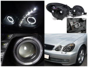 199.95 Spec-D Projector Headlights Lexus GS300 GS400 GS430 (98-05) LED Halo Black or Chrome - Redline360