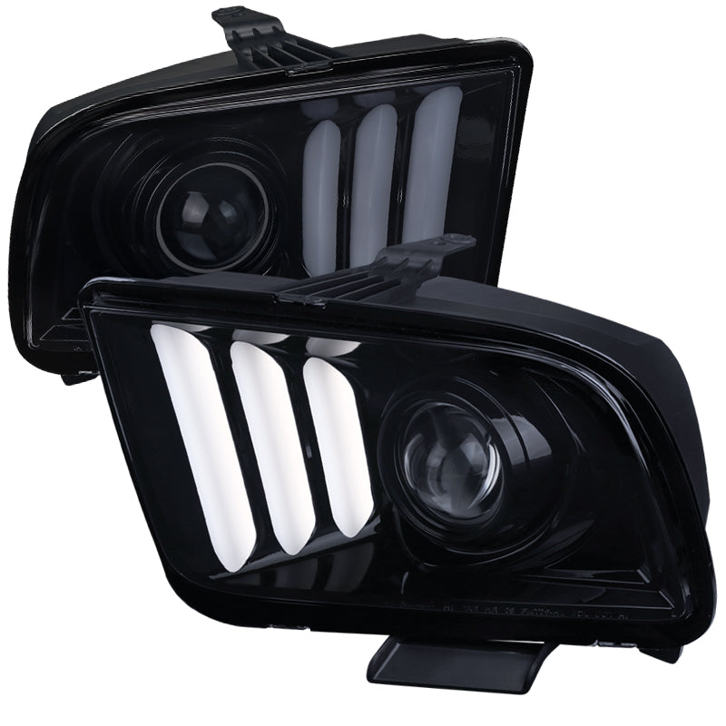 299.95 Spec-D Projector Headlights Ford Mustang (05-09) Triple LED Light Bars - Black / Smoke / Chrome - Redline360
