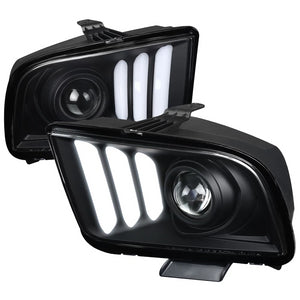 299.95 Spec-D Projector Headlights Ford Mustang (05-09) Triple LED Light Bars - Black / Smoke / Chrome - Redline360