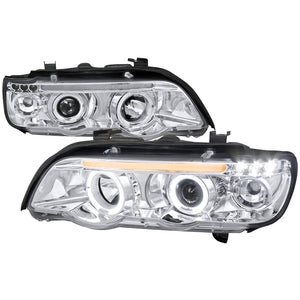 199.95 Spec-D Projector Headlights BMW X5 E53 (01-03) LED Halo Black or Chrome Housing - Redline360