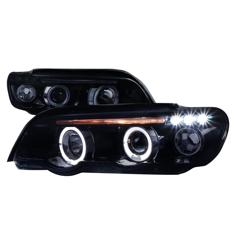 199.95 Spec-D Projector Headlights BMW X5 E53 (01-03) LED Halo Black or Chrome Housing - Redline360