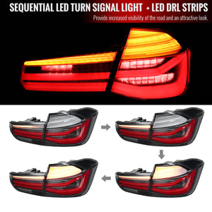 329.95 Spec-D Tail Lights BMW 320i/320i xDrive Sedan (2013-2018) LED Sequential Red/Black - Redline360