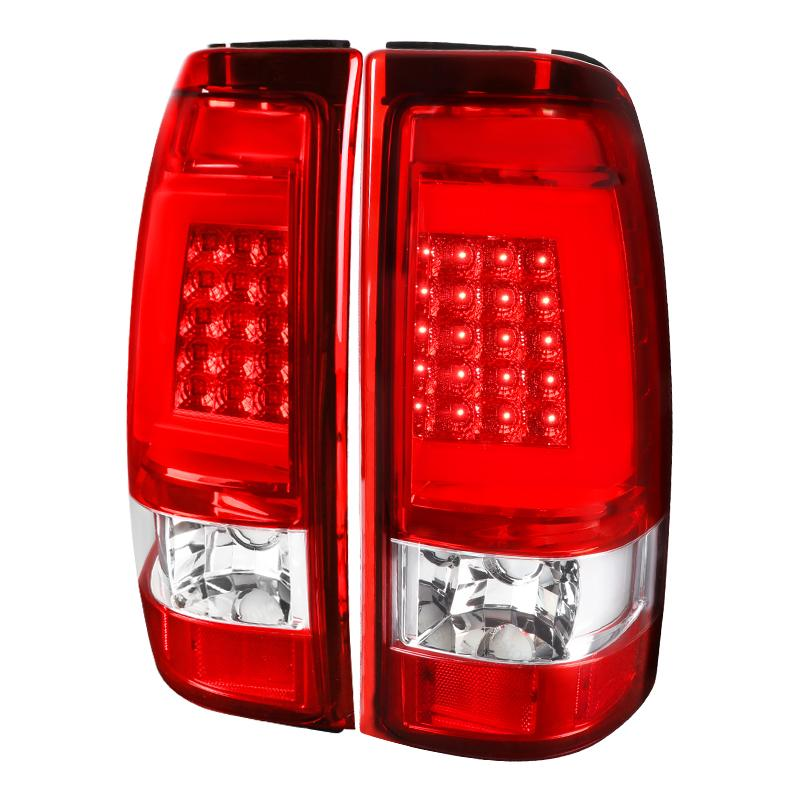 Automotive Tail Light Assemblies Black LED Tube Tail Lights For 1999-2002 Chevy Silverado 1500 / GMC Sierra - Clear Lens, Smoked Look 2006 Silverado Clear Tail Lights - Foto 2