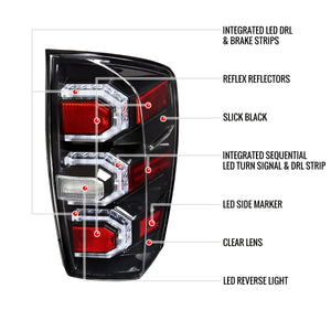 Spec-D Tail Lights Toyota Tacoma (2016-2021) Triple Sequential LED - Smoked, Clear or Black