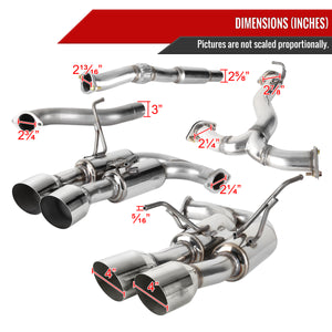 Spec-D Tuning Exhaust Subaru WRX/STi (2015-2021) 3" Polished or Blue Quad Tips