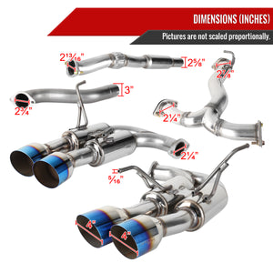 Spec-D Tuning Exhaust Subaru WRX/STi (2015-2021) 3" Polished or Blue Quad Tips