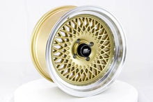 Load image into Gallery viewer, MST MT05 Wheels (15x8 4x100 +20 Offset) Gold w/ Machined Lip Mesh - Default Title Alternate Image