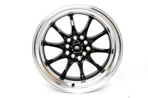 212.95 MST MT11 Wheels (16x8 5x100/5x114.3 +15 Offset) Black w/ Machined Lip - Redline360