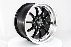 212.95 MST MT11 Wheels (16x8 5x100/5x114.3 +15 Offset) Black w/ Machined Lip - Redline360