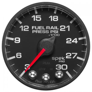286.17 AutoMeter Spek-Pro Digital Stepper Motor Fuel Rail Pressure Gauge (2-1/16") Black on Black - P321328 - Redline360