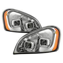 Load image into Gallery viewer, Xtune Projector Headlights Freightliner Cascadia (08-17) [LED Tube DRL] Chrome w/ Amber Turn Signal Lights - Default Title Alternate Image
