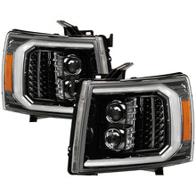 Load image into Gallery viewer, Xtune Projector Headlights Chevy Silverado (07-13) [w/ LED DRL Signal Lights] Black or Black Smoked w/ Amber Turn Signal Light - Black Smoked Alternate Image