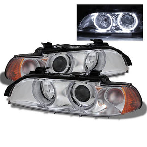 Xtune Headlights BMW E39 5 Series (97-03) [w/ Halo LED DRL] Black or Chrome w/ Amber Turn Signal Lights