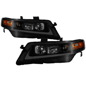 Xtune Projector Headlights Acura TSX (04-08) [w/ Light Tube DRL] Black / Black Smoked / Chrome w/ Amber Turn Signal Lights