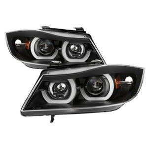 Xtune Projector Headlights BMW E90 3 Series (06-08) [LBDRL - Halogen Model] Black w/ Amber Turn Signal