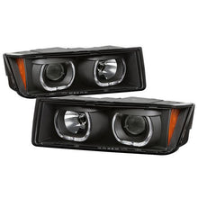 Load image into Gallery viewer, Xtune Projector Headlights Chevy Avalanche w/ Body Cladding (02-06) [Halo DRL LED Light Bar - Halogen Model] Black or Chrome w/ Amber Turn Signal Alternate Image