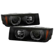 Load image into Gallery viewer, Xtune Projector Headlights Chevy Avalanche w/ Body Cladding (02-06) [Halo DRL LED Light Bar - Halogen Model] Black or Chrome w/ Amber Turn Signal Alternate Image