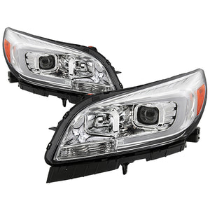 Xtune Projector Headlights Chevy Malibu (13-15) [DRL Light Bar - Halogen Model] Black or Chrome w/ Amber Turn Signal