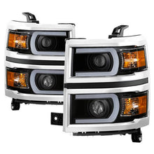 Load image into Gallery viewer, Xtune Projector Headlights Chevy Silverado 1500 (14-15) [DRL Light Bar - Halogen Model] Black or Chrome w/ Amber Turn Signal - Black Alternate Image