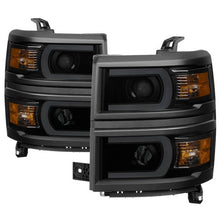 Load image into Gallery viewer, Xtune Projector Headlights Chevy Silverado 1500 (14-15) [DRL Light Bar - Halogen Model] Black or Chrome w/ Amber Turn Signal - Black Smoke Alternate Image