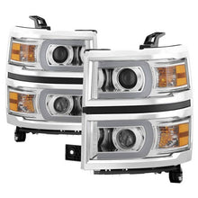 Load image into Gallery viewer, Xtune Projector Headlights Chevy Silverado 1500 (14-15) [DRL Light Bar - Halogen Model] Black or Chrome w/ Amber Turn Signal - Chrome Alternate Image