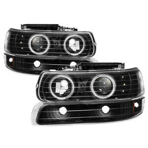 Xtune Projector Headlights Chevy Suburban 1500/2500 (00-06) [w/ Bumper Light & LED Halo] Black