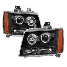 Load image into Gallery viewer, Xtune Projector Headlights Chevy Suburban (07-14) [w/ Halo LED Lights] Black or Black Smoked w/ Amber Turn Signal Light - Black Alternate Image