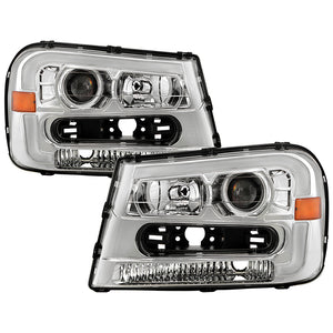 Xtune Projector Headlights Chevy Trailblazer (02-09) [Light Bar DRL - Halogen Model] Black or Chrome w/ Amber Turn Signal